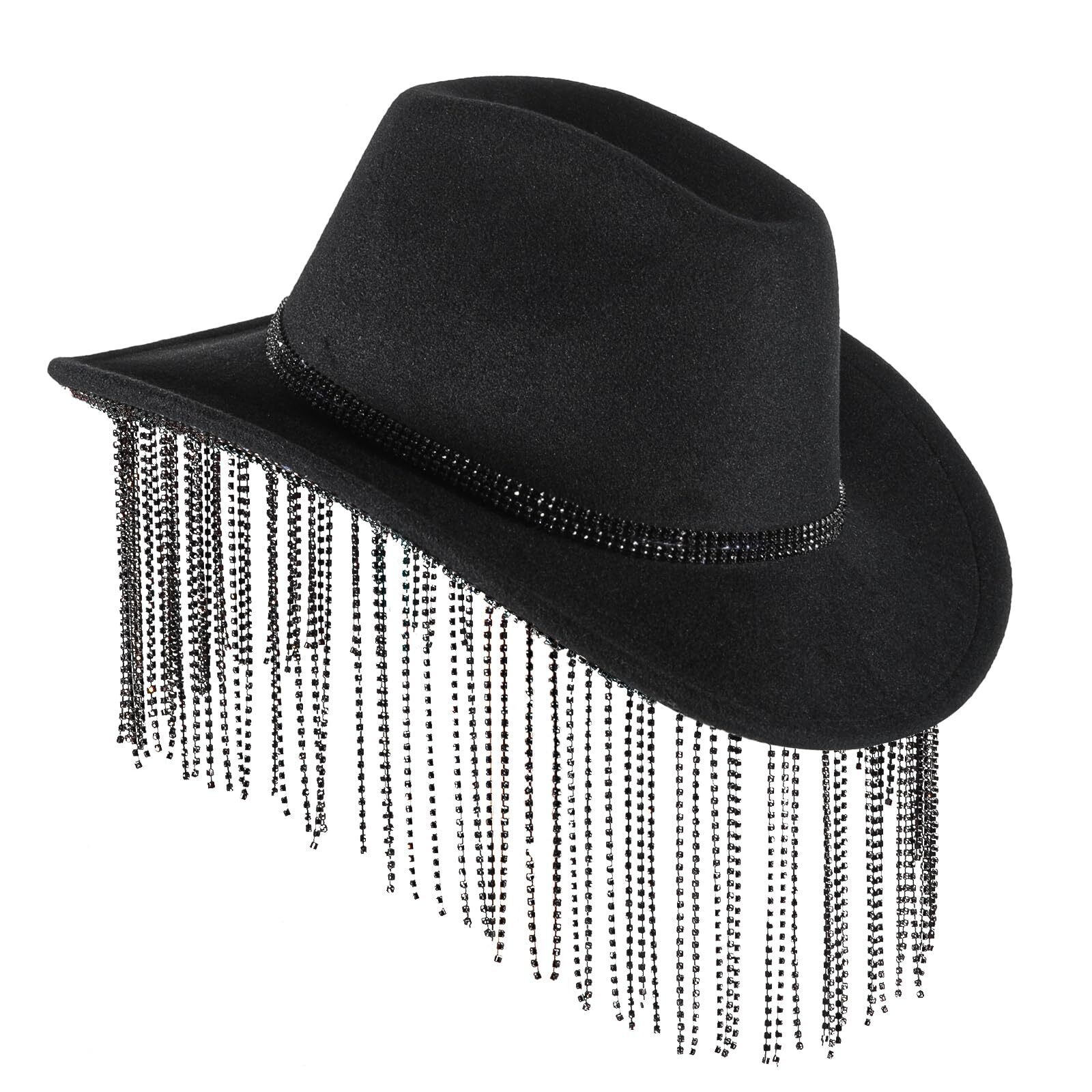 4166 Womens Rhinestone Hat Cowboy Hat Cowgirl Wide Brim Diamond-Glitter